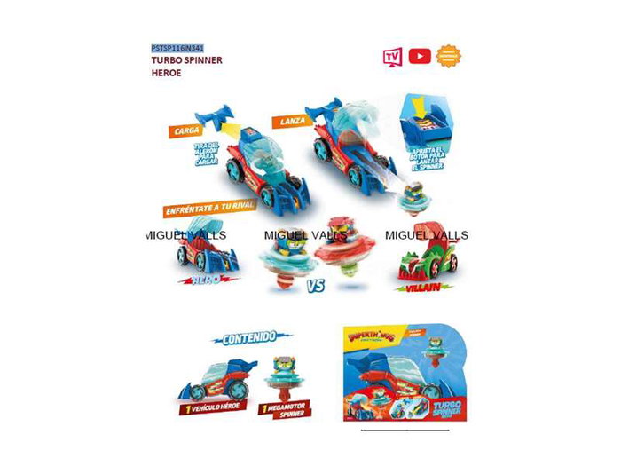 Superthings - Kazoom Power - VehiculoTurbo Spinner Hero - Figure - 23x19x8 cm