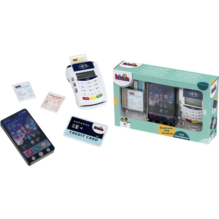 Klein - 7274 - Terminal de paiement et smartphone électronique pour enfants - Fonctions réalistes avec son, lumière et paiement sans contact - Jouet pour enfants dès 3 ans