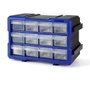 Workpro Organisateur empilable 12 tiroirs transparents noir et bleu, 295 x 195 x 160 mm en polypropylène