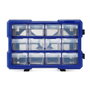 Workpro Organisateur empilable 12 tiroirs transparents noir et bleu, 295 x 195 x 160 mm en polypropylène