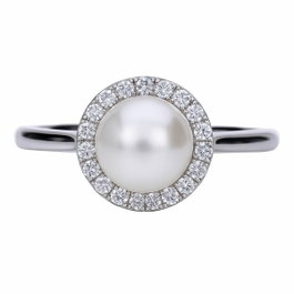 Diamonfire Bague en Argent de loi avec Perle et Zircons, Taille 16,5