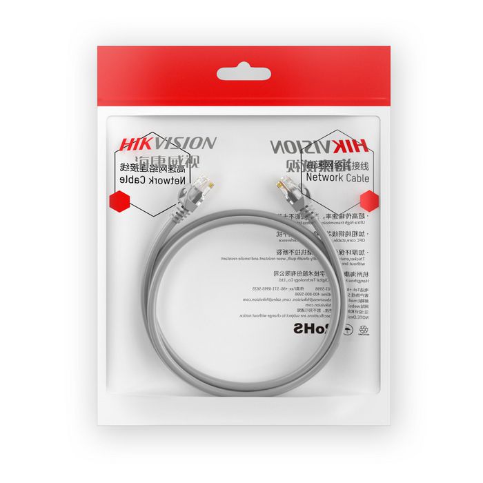 Hikvision Câble réseau Ethernet CAT6 U/UTP 24AWG cuivre nu 0.5 m gris - 10/100/1000BASE-T Gigabit Ethernet - RoHS 2.0