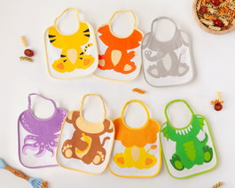 KioKids Set de 7 Bavoirs Hebdomadaires avec Motifs Animaux