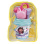 Smoby Mochila De Playa - La Casa De Gabby 7600862180 - Sac de plage et accessoires pour sable avec seau, arrosoir, tamis, râteau, pelle et moule - Jouet pour enfants +18 mois