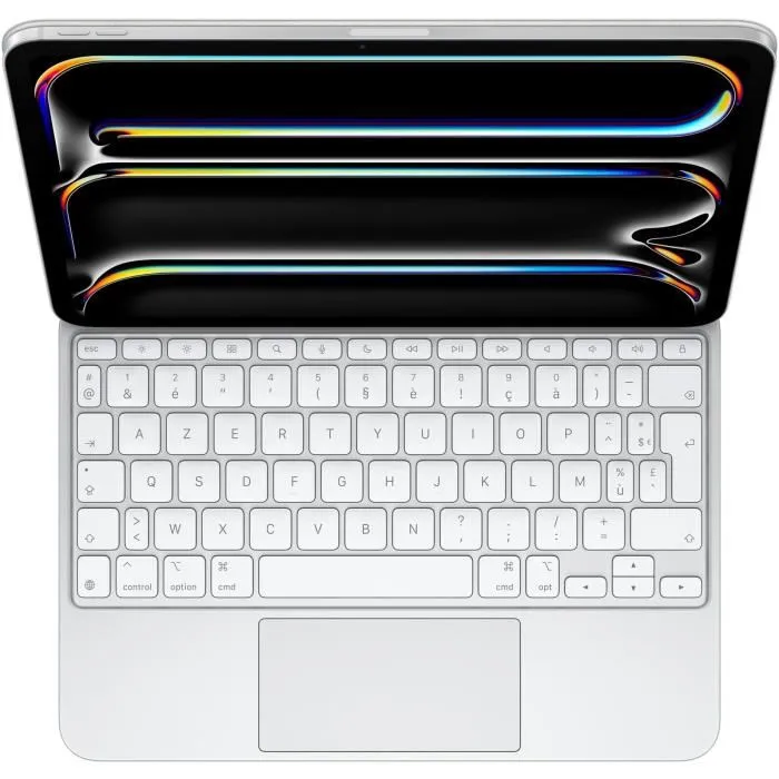 Apple Magic Keyboard pour iPad Pro 11 pouces (M4) - Clavier avec trackpad haptique, fonction USB-C, rangée de touches de fonction et protection intégrée - Français (AZERTY) - Blanc Apple Magic Keyboard pour iPad Pro 11 pouces (M4) - Clavier avec trackpad haptique, fonction USB-C, rangée de touches de fonction et protection intégrée - Français (AZERTY) - Blanc