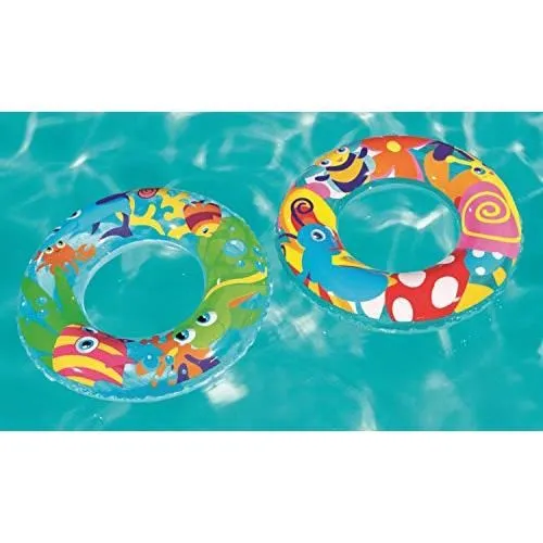 Bestway Bouée Ronde 36013 pour Enfants à Partir de 3 Ans - Jeux Piscine ou Mer - Lot de 2 Modèles Assortis - Utilisation Extérieure