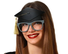 Atosa Lunettes avec Mortier de Diplômé pour Adultes avec Frange Dorée