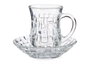 Vivalto Set de 4 tasses en verre avec soucoupe effet osier 125 ml 14x15x13 cm (Set de 12)
