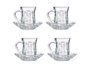 Vivalto Set de 4 tasses en verre avec soucoupe effet osier 125 ml 14x15x13 cm (Set de 12)