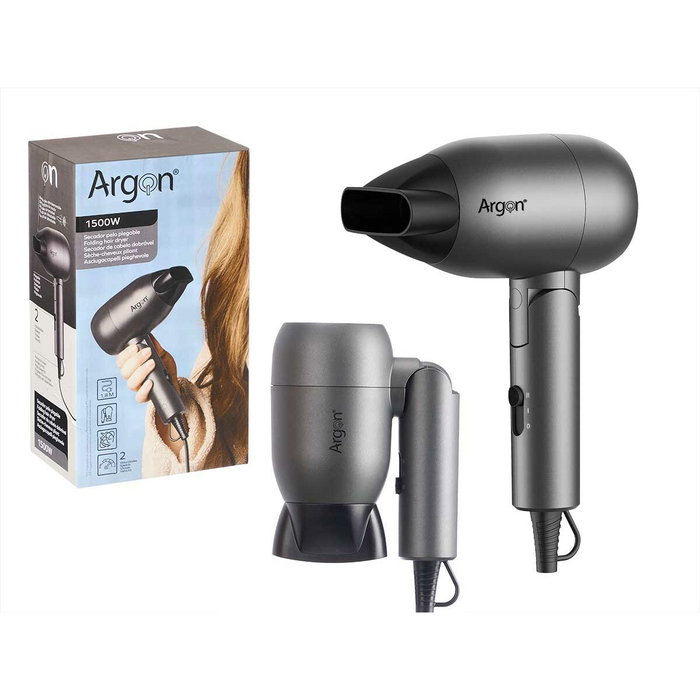 ARGON Sèche-cheveux pliable 1500W Noir mat