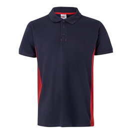 DUVER Polo bicolore à manches courtes Marine et Rouge, Taille M