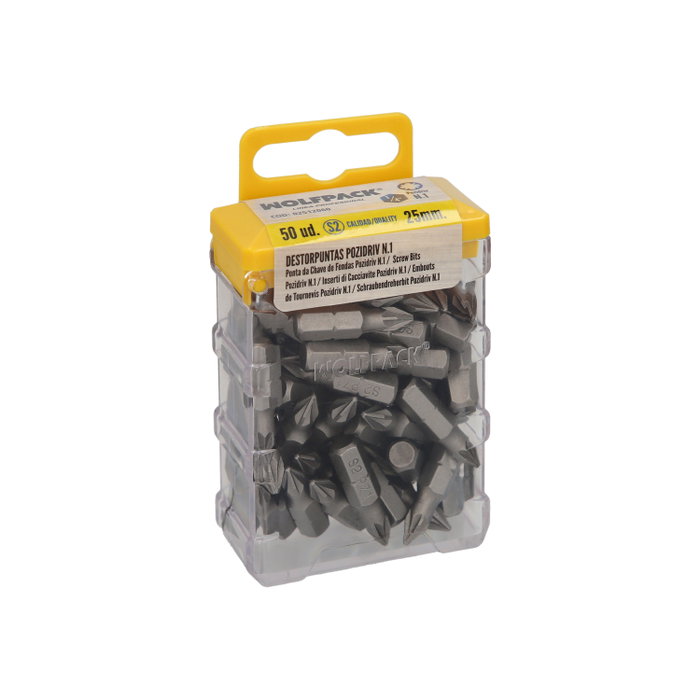 Wolfpack Linea Profesional Lot de 50 embouts Pozidriv N.1 S2 Wolfpack Linea Profesional Lot de 50 embouts Pozidriv N.1 S2
