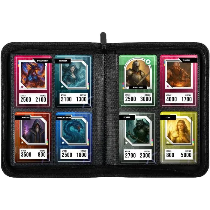 Konix - Mini album Premium 160 cartes à collectionner - 4 pochettes 63 x 88 mm - Compatible Magic The Gathering, Pokémon, Yu-Gi-Oh! - Noir - Protection PU et zip Konix - Mini album Premium 160 cartes à collectionner - 4 pochettes 63 x 88 mm - Compatible Magic The Gathering, Pokémon, Yu-Gi-Oh! - Noir - Protection PU et zip