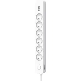 Multiprise Quarx avec 6 prises secteur et 3 ports USB, câble d'alimentation 1,5 m - Blanc et gris - Conforme NF - Usage intérieur
