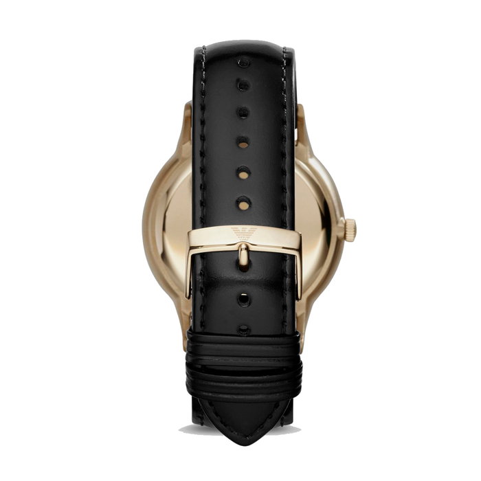 Armani AR2467 avec cadran noir et bracelet en cuir