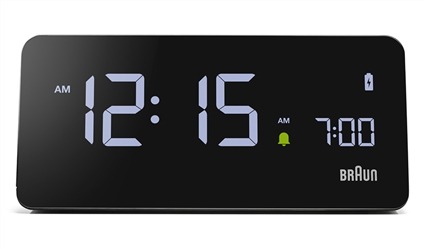 Braun BC-21-B Réveil digital avec charge sans fil 10 W et écran LCD VA, noir