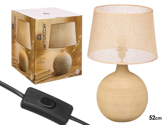 Giftdecor Lampe Rayures Terre 52 cm Céramique Tissu E27 (Set de 2) Giftdecor Lampe Rayures Terre 52 cm Céramique Tissu E27 (Set de 2)