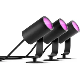Philips Hue - Lot de 3 spots de jardin Lily Noir IP67, LED White and color ambiance
