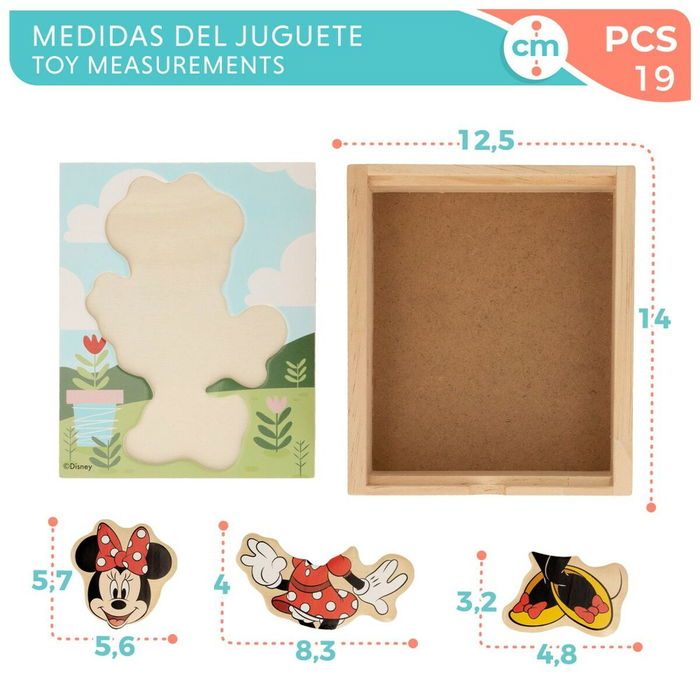 Puzzle enfant en bois Disney + 2 Ans 19 Pièces (12 Unités)