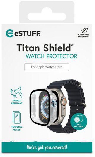 eSTUFF Titan Shield Protection d'écran Intégrale 360° 2-en-1 Antibactérienne en Verre Trempé pour Apple Watch Ultra - Claire
