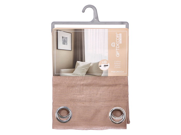 Giftdecor Cortina Marron Transparente Tissu Polyester Lin 34x27x3 cm (Set de 6)