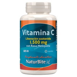 NATURBITE Vitamine C 1500 mg avec Rose Musquée et Bioflavonoïdes 90 Comprimés
