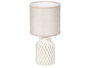 Giftdecor Lampe de Table Cylindrique Rayures Beige Céramique Tissu Métal Plastique 13x20x13 cm (Set de 12)