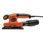 Black + Decker KA320EKA-QS Ponceuse vibrante filaire 240W, coffret avec 5 abrasifs, système auto-agrippant, vitesse variable 7000-15000 trs/min, orbite 2 mm