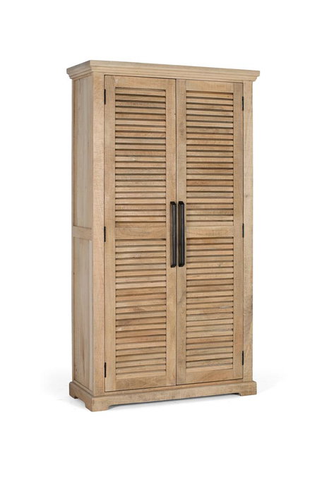 GINER Y COLOMER Armoire 2 portes en bois de manguier massif couleur naturelle 180 cm haut - 1 barre à vêtements et 2 étagères