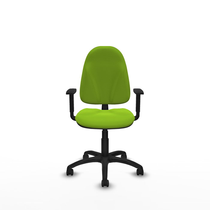 Chaise Algarra Contact permament de base Cuir écologique Vert pistache Structure polyamide noire Accoudoir 1D Sans appui-tête Roulettes autofreinées