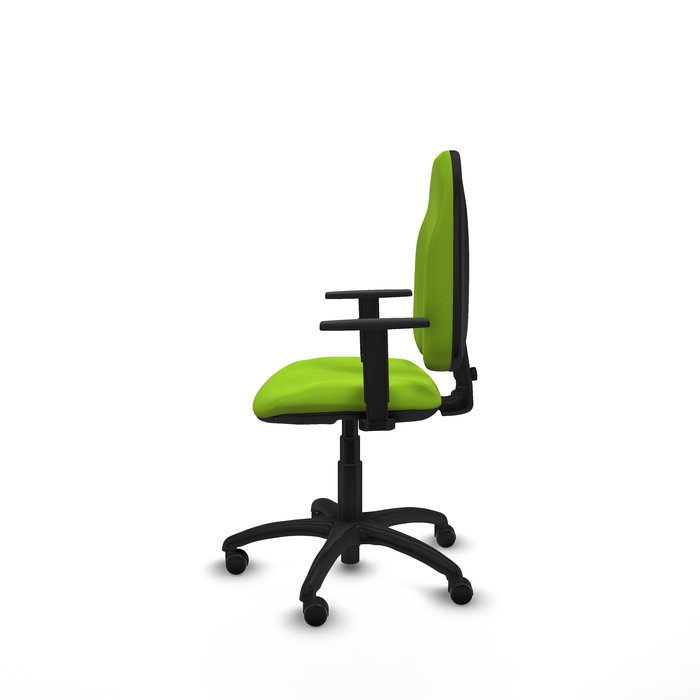 Chaise Algarra Contact permament de base Cuir écologique Vert pistache Structure polyamide noire Accoudoir 1D Sans appui-tête Roulettes autofreinées