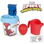 Smoby - Seau de Plage Spidey avec Accessoires : Arrosoir, Pelle, Râteau, Tamis et Moule à Sable - 17 cm - En Plastique Recyclé - Pour Enfant à Partir de 18 Mois