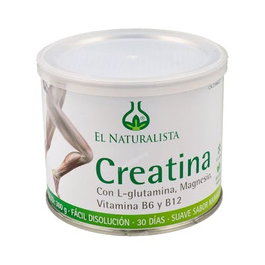 EL NATURALISTA Creatine Monohydrate 300 g avec L-glutamine, magnesium et vitamines B6 et B12, poudre soluble saveur orange douce