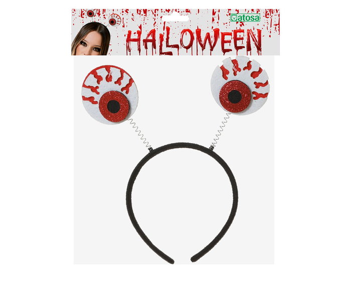 Diadema de ojos locos rouge et blanc pour déguisement, Carnaval et Halloween - Accessoire décalé pour monstre ou zombie