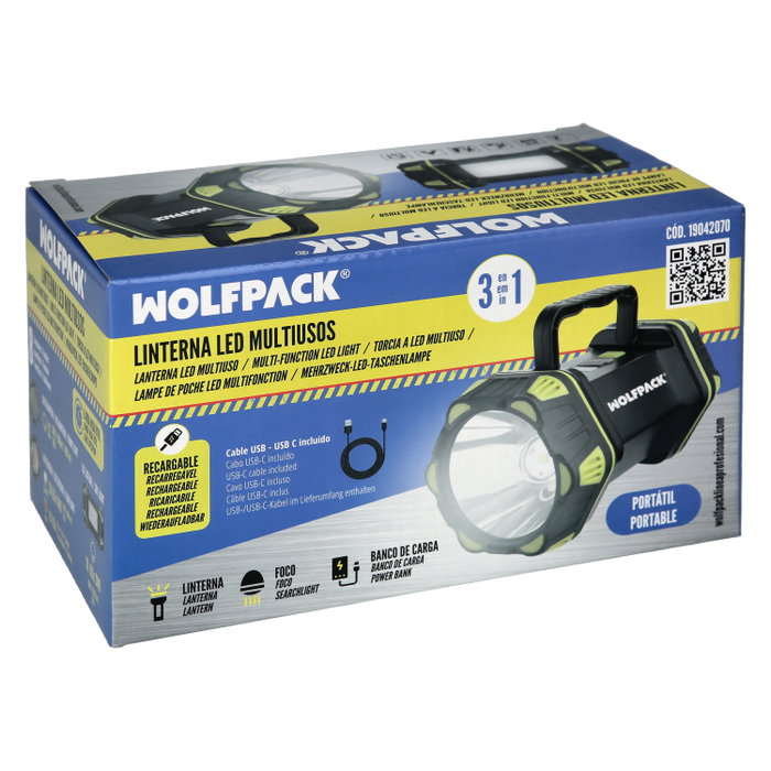WOLFPACK LINEA PROFESIONAL Lampe LED Multiusos 3 en 1 Rechargeable 400 Lumens WOLFPACK LINEA PROFESIONAL Lampe LED Multiusos 3 en 1 Rechargeable 400 Lumens