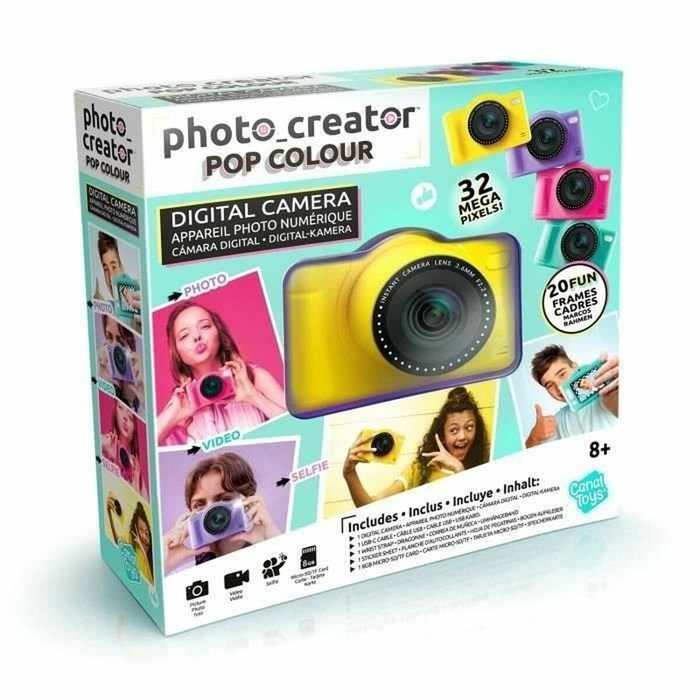 Canal Toys Appareil Photo Numérique Pop Couleur Jaune avec Carte SD 8Go incluses