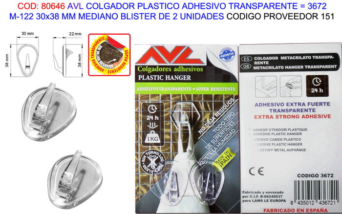 Cintres en plastique transparent 30x38 mm Cintres en plastique transparent 30x38 mm