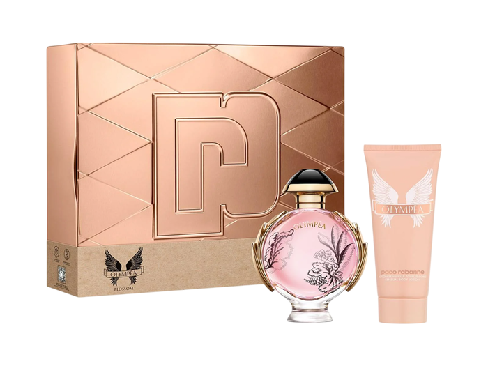 Paco Rabanne Set Coffret Parfum Olympea Blossom Eau de Parfum pour Femme 80 ml + Lotion Corporelle Hydratante 100 ml