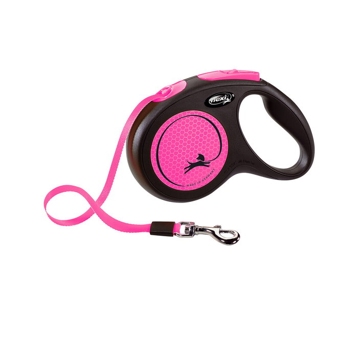 Flexi Laisse enrouleur New NEON Rose fluo 5m - Taille S