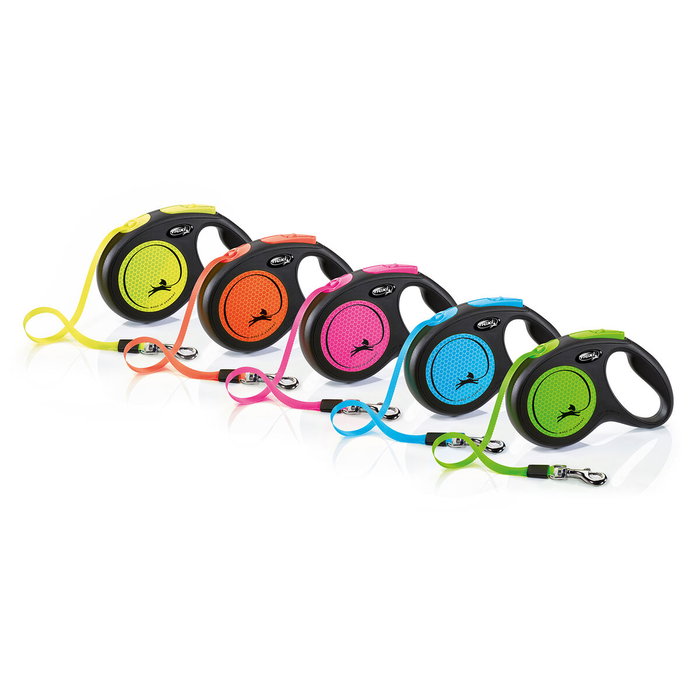 Flexi Laisse enrouleur New NEON Rose fluo 5m - Taille S