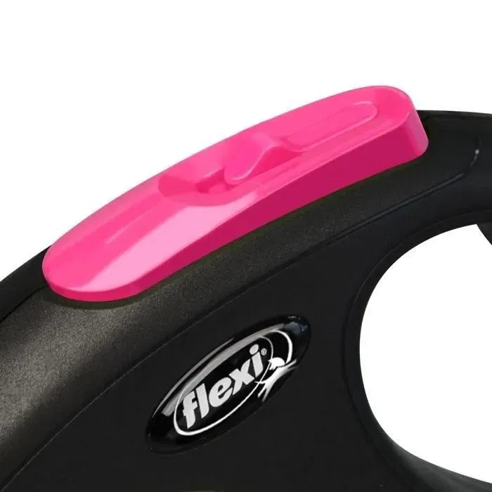 Flexi Laisse enrouleur TRIXIE FLEXI NEW NEON Taille S 5 m Rose fluo pour chiens jusqu'à 15 kg avec sangle et bandes réfléchissantes