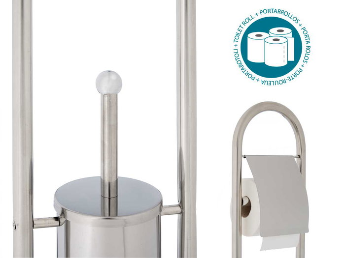 BERILO Escobillero Metal Alto Cromado Plata