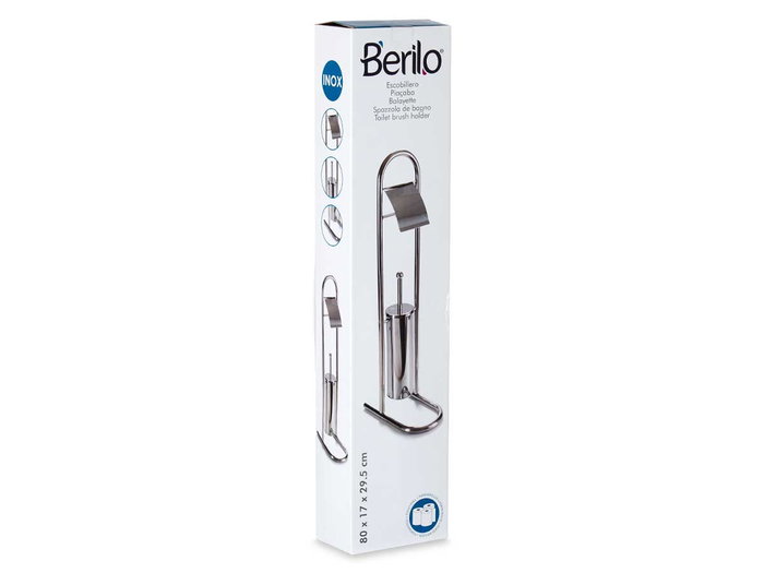 BERILO Escobillero Metal Alto Cromado Plata