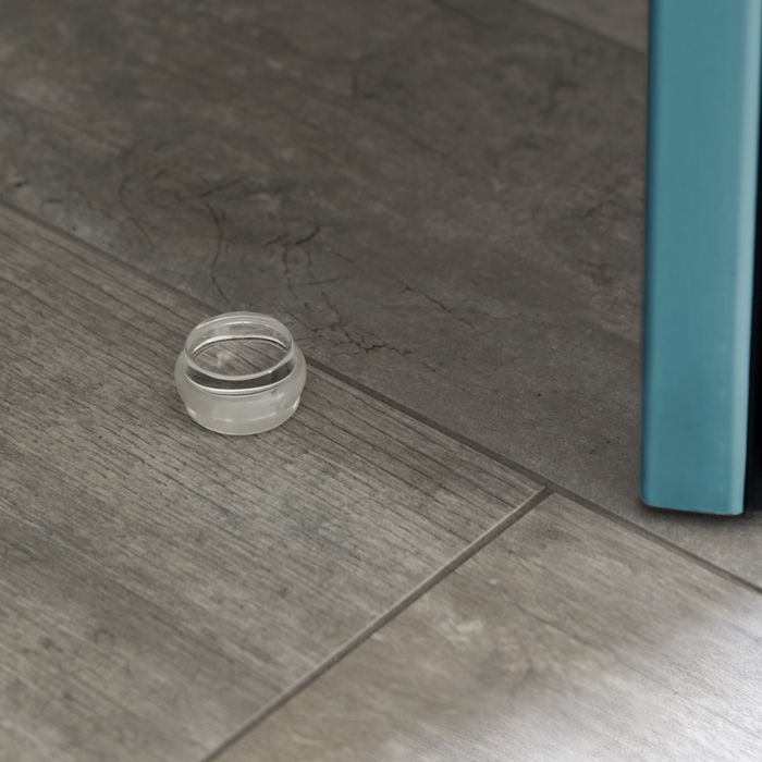 Emuca Lot de 6 butées de porte cylindriques adhésives, fixation au sol, Plastique, Transparent