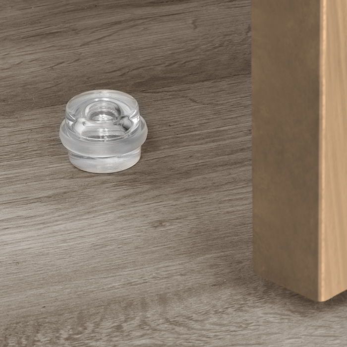 Emuca Lot de 6 butées de porte cylindriques adhésives, fixation au sol, Plastique, Transparent