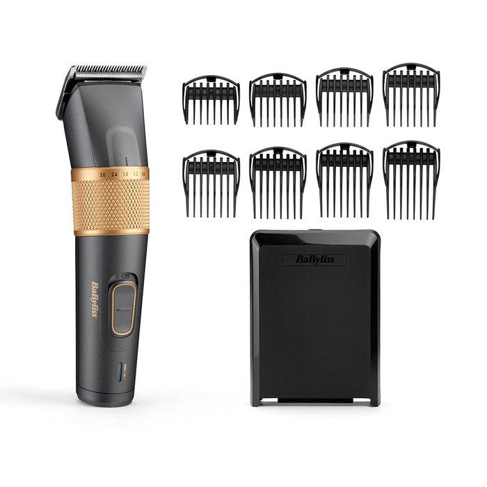 Babyliss Tondeuse à Cheveux Professionnelle Graphite Precision Sans Fil, 160 min Autonomie, 28 Réglages Longueur (0.6-28mm), 8 Sabots