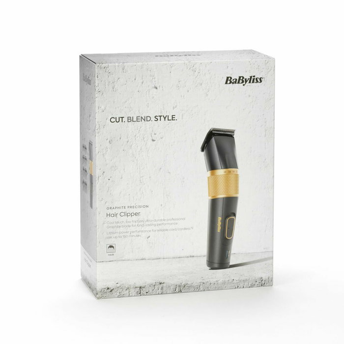 Babyliss Tondeuse à Cheveux Professionnelle Graphite Precision Sans Fil, 160 min Autonomie, 28 Réglages Longueur (0.6-28mm), 8 Sabots