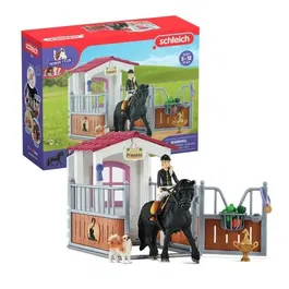 Schleich 42437 HORSE CLUB, Extension pour écurie avec Tori et Princess, 26 éléments incluant 1 cheval, coffret figurines pour enfants 5 ans et plus