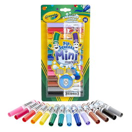 Crayola Pack de 14 Mini Feutres Lavables - Point résistant et durable, format poche pour tissus et peau