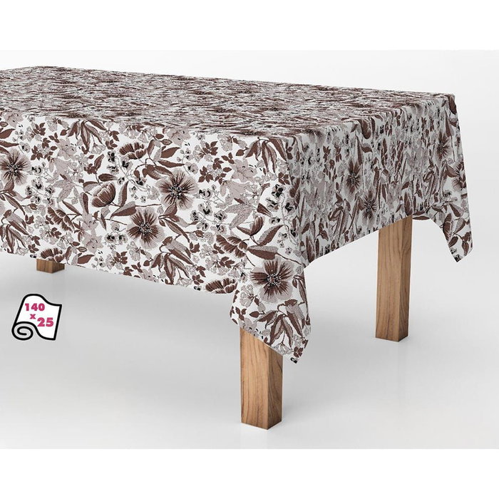 Nappe en rouleau Exma Antitaches Fleurs 140 cm x 25 m Marron Nappe en rouleau Exma Antitaches Fleurs 140 cm x 25 m Marron